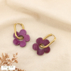 Boucles d'oreilles créoles acier inox fleur résine colorée 0325067 violet