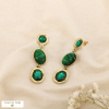 Boucles d’oreilles pendantes acier résine cristal 0326505 vert kaki