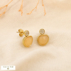 Boucles d’oreilles acier pierre facettée strass 0326143 champagne