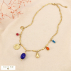Collier acier inox pierre colorée breloques soleil 0126516 multi