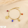 Bracelet acier inox pierre colorée breloques soleil 0226519 multi