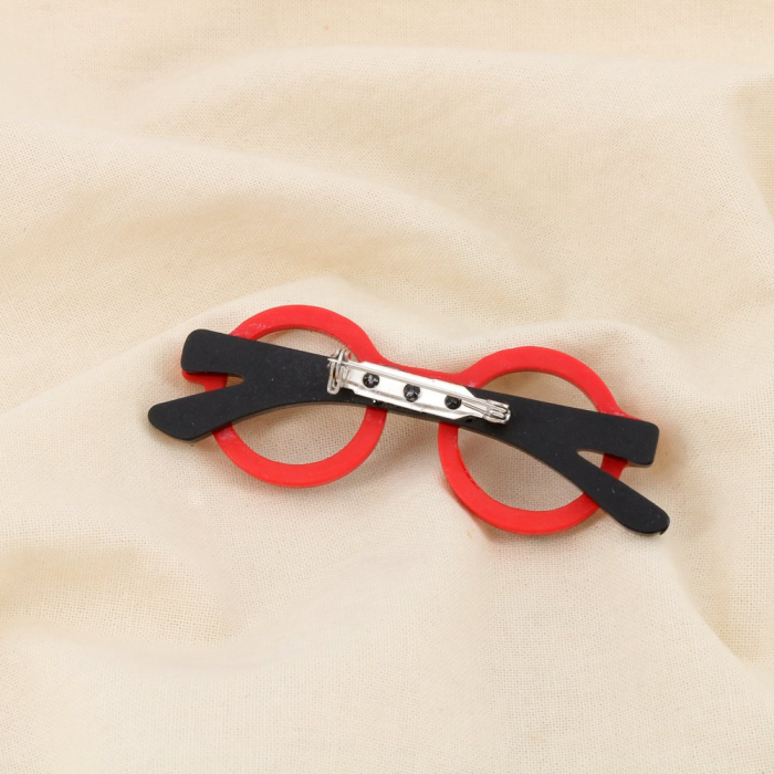 Broche épingle lunettes rondes pois résine métal 0526500 rouge