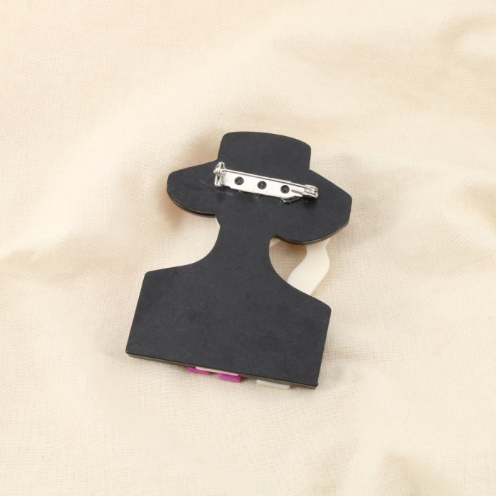 Broche épingle femme au chapeau résine métal 0526505 vert foncé