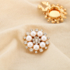 2 Cache-boutons fleur métal strass perles acryliques 0626511 doré