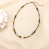 Collier acier pierre cristal perle d’eau douce 0126565 gris foncé