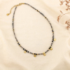 Collier acier inoxydable pierre facetté pampilles 0126563 noir