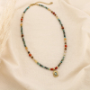 Collier acier inox pierre facetté cristal pendentif 0126568 vert foncé