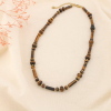 Collier acier pierres style œil de tigre 0226571 marron