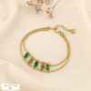 Bracelet double rang acier cristal ovale coloré 0226528 vert