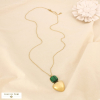 Collier SAUTOIR acier résine pendentif graphique 0126512 vert