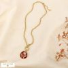 Collier acier émail peint résine mains soleil 0126517 rouge bordeaux