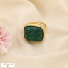 Bague acier inoxydable pierre cabochon carré 0426503 vert