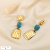 Boucles d’oreilles acier résine pendant contemporain 0326504 bleu