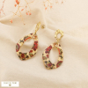 Boucles d’oreilles acier résine imprimée floral 0326500 rouge bordeaux
