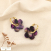 Boucles d'oreilles créoles acier inox fleur résine colorée 0325067 magenta