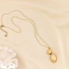 Collier mi-long acier inox pendentif double goutte 0126501 doré