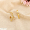 Boucles d’oreilles barre arrondie acier strass fleur 0326516 doré