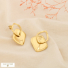 Boucles d’oreilles acier ajouré double carré arrondi 0326510 doré