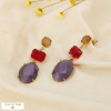 Boucles d’oreilles pendantes acier verre facetté 0326557 violet