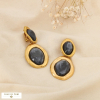 Boucles d’oreilles CLIP acier inox résine marbrée 0326583 gris foncé
