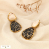 Boucles d’oreilles CLIP acier résine motif léopard 0326588 noir/blanc