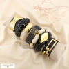 Ensemble 7 bracelets acier résine marbré synthétique 0226602 noir