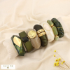 Ensemble 7 bracelets acier résine nuance vert kaki 0226604 vert