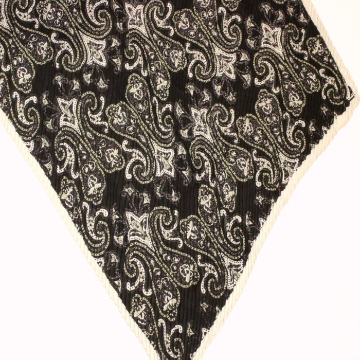 Foulard plissé viscose motif cachemire paisley 0726504 noir