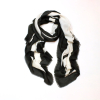 Foulard viscose motif cœur abstrait bords frangés 0726532 noir