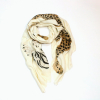 Foulard viscose motif tigre léopard bords frangés 0726556 naturel/beige