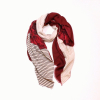 Foulard viscose motif géométrique bords frangés 0726552 rouge bordeaux