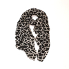 Foulard viscose motif graphique bord frangé 0726558 noir