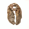 Foulard viscose motif graphique boa bords frangés 0726536 taupe