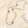 Collier SAUTOIR acier cristal résine motif léopard 0126549 taupe