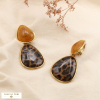 Boucles d’oreilles CLIP acier résine motif léopard 0326588 marron