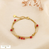 Bracelet 3 rangs acier inoxydable pierres facettées 0226548 rouge bordeaux