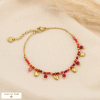 Bracelet acier inoxydable pampille cristal pierre 0226553 rouge bordeaux