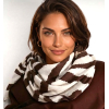 Foulard viscose motif cœur abstrait bords frangés 0726532 marron