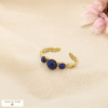 Bague ouverte acier inox ajouré cabochon pierre cœur 0426527 bleu foncé