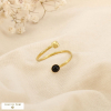 Bague ouverte acier minimaliste cabochon pierre 0426530 noir