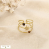 Bague ouverte acier multi-rangs étoile pierre strass 0426532 marron