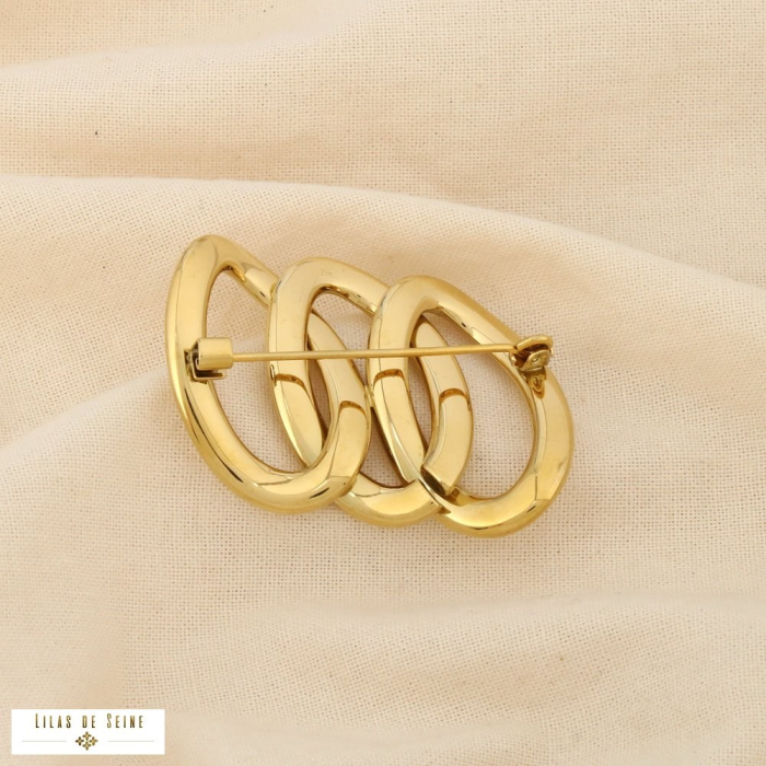 Broche épingle acier inox entrelacé contemporain 0526529 doré