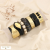 Ensemble 7 bracelets acier résine marbré synthétique 0226607 noir