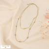 Collier double rang acier inoxydable perles cubes 0126507 doré