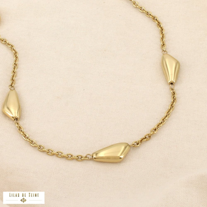 Collier acier inoxydable éléments géométriques 0126522 doré