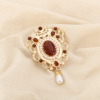 Broche AIMANTÉE baroque métal strass verre perle 0526515 taupe
