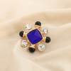 Broche AIMANTÉE géométrique métal verre résine 0526527 bleu foncé