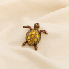 Broche tortue métal strass émail MAGNÉTIQUE 0526523 marron