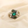 Broche AIMANTÉE style antique métal perles cristal 0526517 vert