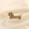Broche épingle chien teckel métal strass 0526522 doré